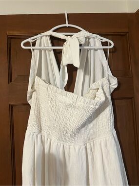 White Smocked Sundress with Tie Straps